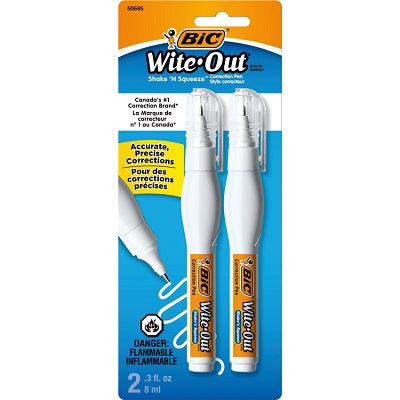 Correction Pen-Bic Wite-Out Shake ‘N Squeeze 2/Pack Wosqpp21 - 70330-50695