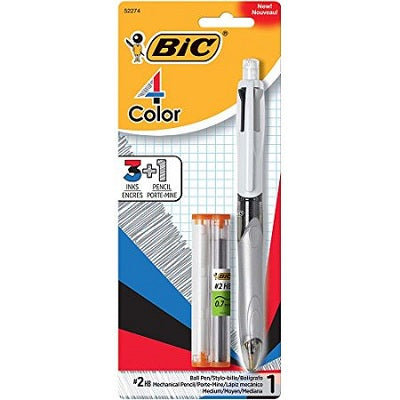 Pen-Retractable, Bic 4 Color, 3 + 0.7Mm Pencil -Mmlp1-Ast - 70330-52274
