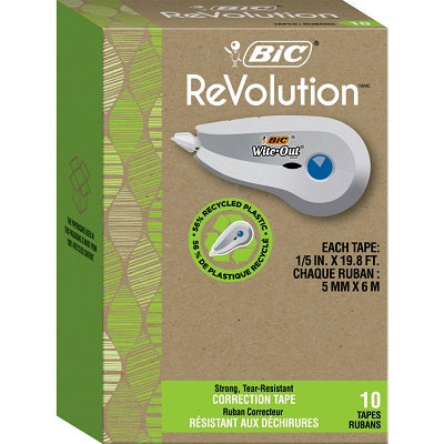 Correction Tape-Bic Revolution, 1 Line, 10/Box   -Woet10 - 70330-53722