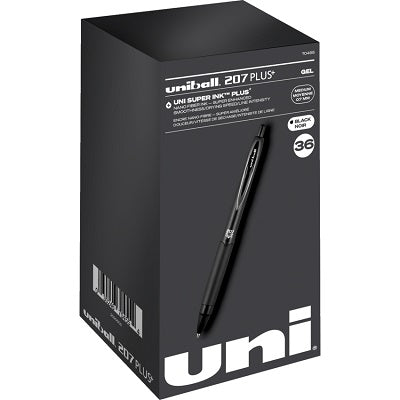 Pen-Retractable, Uni 207 Plus Gel, 0.7Mm Black 36/Box - 70455