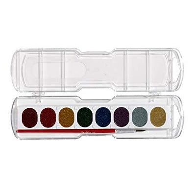 Paints-Watercolour, Washable 8 Glitter Colours W/ Brush - 72067-80515