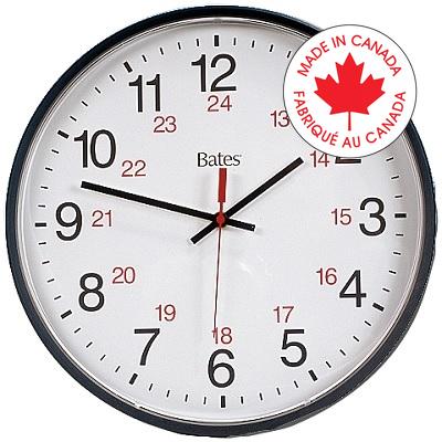 Clock-12" Round, 12/24 Hour White Dial/Black Rim - 72803-47027