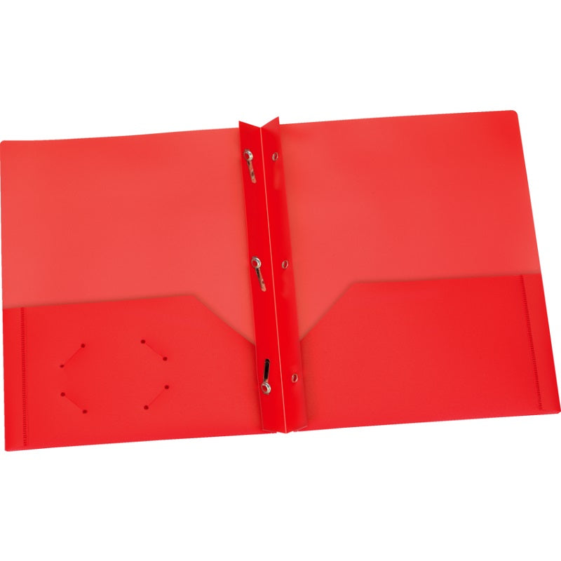 Portfolio-Twin Pocket With Fasteners, Poly, Red - 76025