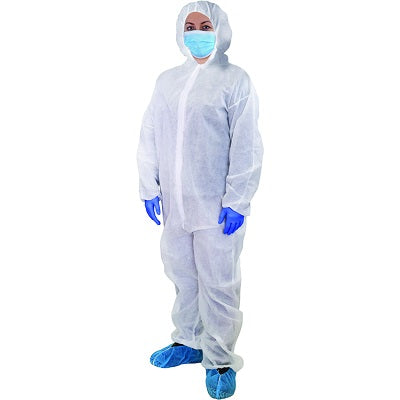Coveralls-Disposable, Zipper And Hood, White Medium 25/Bx - 7720H