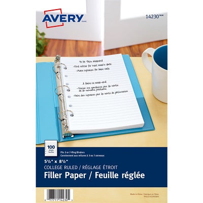 Binder Paper-5-1/2 X8-1/2 Lined 7-Hole - 77711-14230