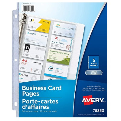 Business Card Holder-3-Ring, Untabbed Clear 5 Sheets/Pack - 77711-75353