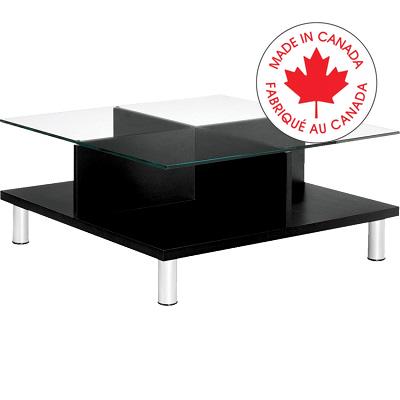 Coffee Table-Glass Top, Citi Tables, 33"W X 33"W X 15"H - 7889 BLK R1