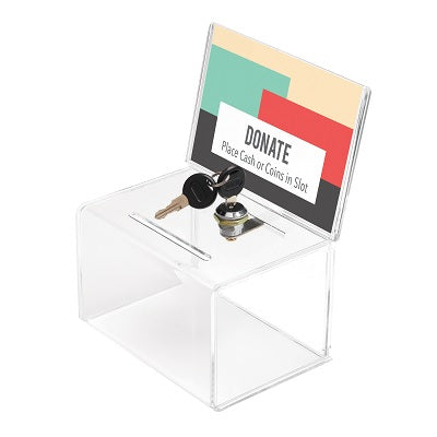 Ballot/ Coin Box With Lock, Clear Acrylic -596901 - 79916-59076