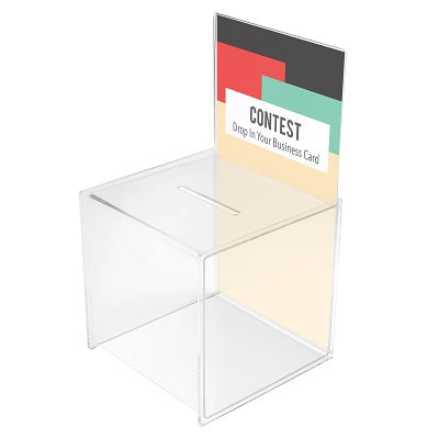 Ballot/ Suggestion Box-Clear Arylic With Sign Holder - 79916-66001