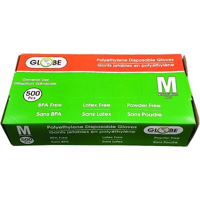 Gloves-Globe, Polyethylene Powder Free, Medium 500/Box - 8001