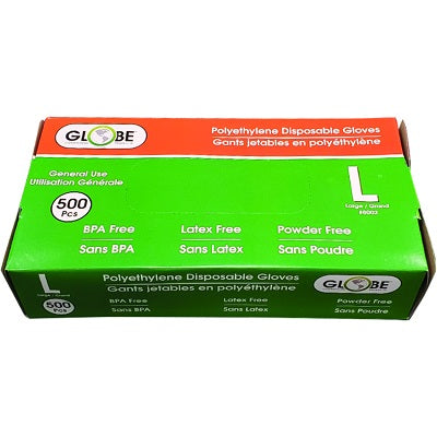 Gloves-Globe, Polyethylene Powder Free, Large 500/Box - 8002