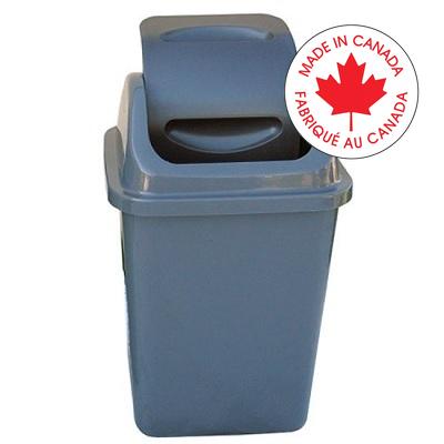 Garbage Can-With Base And Swing Top, 10L Grey - 8012GY