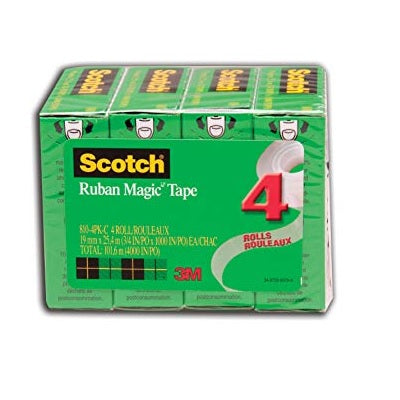 Tape-Transparent Magic 19Mmx25.4M Boxed 4-Pack - 810-4PK-C