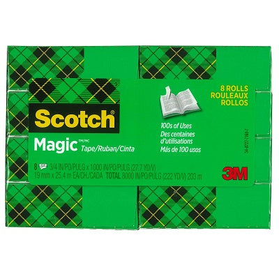 Tape-Transparent Magic 19Mmx25.4M Boxed 8-Pack - 810-8PK-BX-ESF