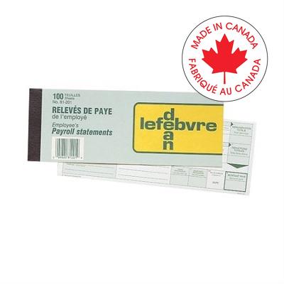 Payroll Statement Pad-Employee, 100 Singles. Bilingual - 81-201