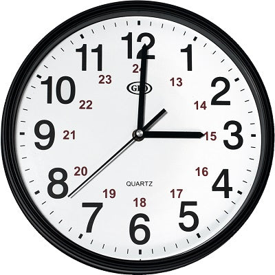 Clock-12In. 12/24Hr. Black - 81298