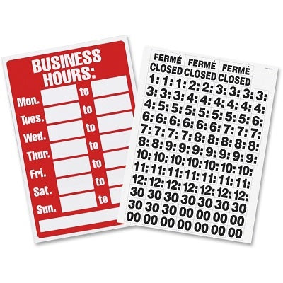 Sign-Indoor/Outdoor 8X12 Business Hours - 83392-09309