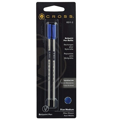 Pen Refill-Cross Ballpoint, Medium Blue, 2/Pk - 8511-2