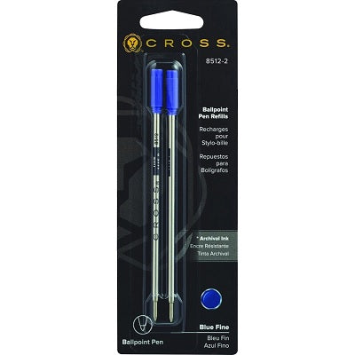 Pen Refill-Cross Ballpoint, Fine Blue, 2/Pk - 8512-2