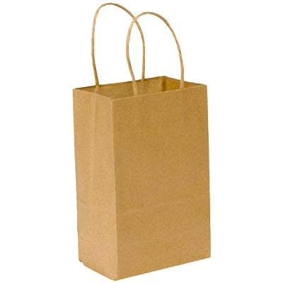 Bags-Paper, 5.25" X 3.25" X 8.30", Handle, Kraft 250/Ct - 87093