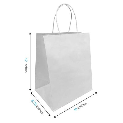 Bags-Paper, Bistro 12" X 10" X 6.75", Handle, White 250/Ct - 88206