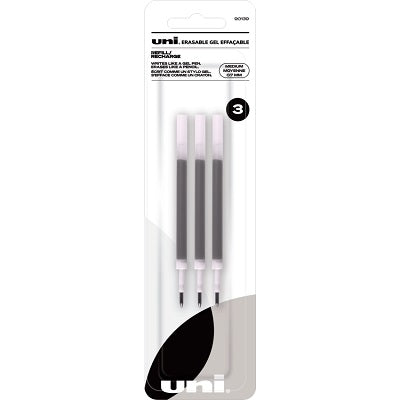 Pen Refill-Uni Erasable Gel, 0.7Mm Black 3/Pack - 90139