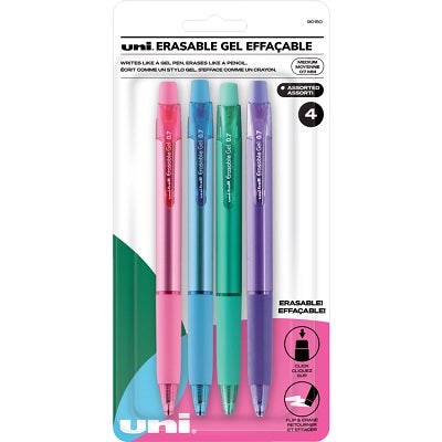 Pen-Retractable, Uni Erasable Gel, Medium, Fashion Ast 4/Pk - 90150