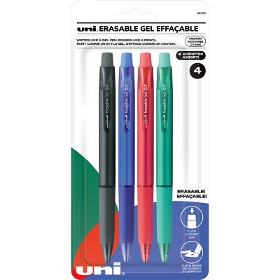 Pen-Retractable, Uni Erasable Gel, Medium, Business Ast 4/Pk - 90151