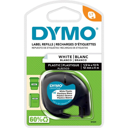 Tape-Letratag, Plastic 12Mm, Black On White - 91331