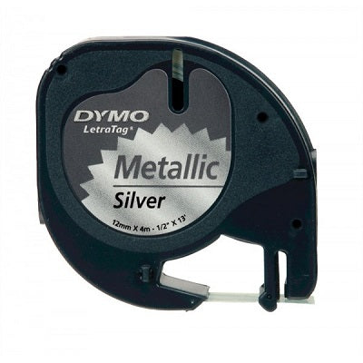 Tape-Letratag, Metallic 12Mm, Black On Silver - 91338