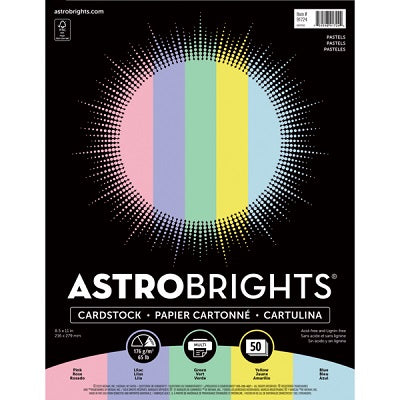 Cover Stock-Astrobrights Brights Letter 65Lb Pastels 50/Pk - 91724