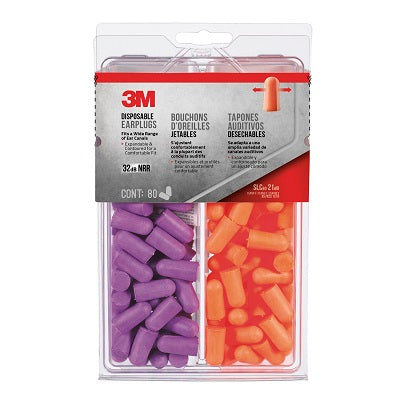 Ear Plugs-3M Disposable Uncorded, Orange/Purple, 80 Pr/Bx - 92059H80-DC