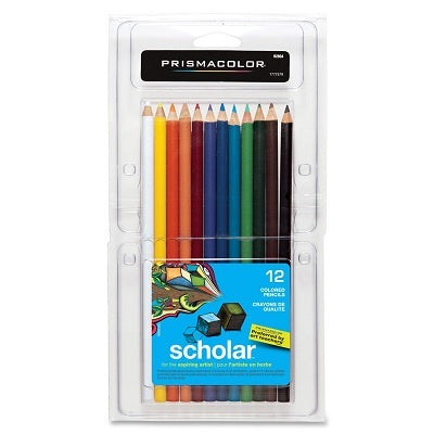 Pencils-Coloured, Prismacolor Scholar, 12-Colour  -Ps312 - 92804