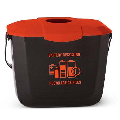 Recycling Bin-Battery Collection, 2 Gal, Black & Orange - 9309