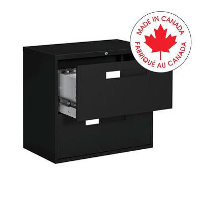 File Cabinet-Lateral 9300 Fixed, 2 Drawer, Black - 9336-2F1H-BLK