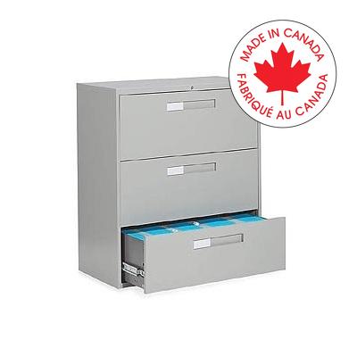 File Cabinet-Lateral 9300 Fixed, 3 Drawer, Grey - 9336-3F1H-GRY