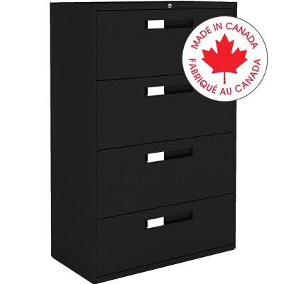 File Cabinet-Lateral 9300 Fixed, 4 Drawer, Black - 9336-4F1H-BLK