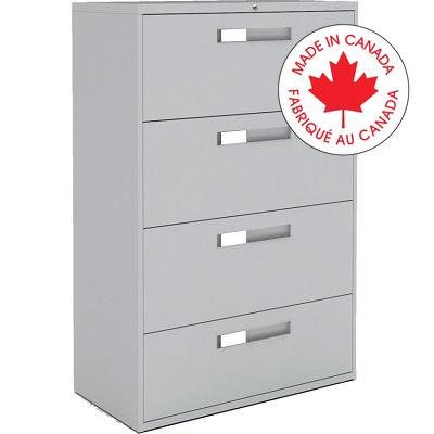 File Cabinet-Lateral 9300 Fixed, 4 Drawer, Grey - 9336-4F1H-GRY