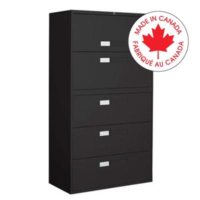 File Cabinet-Lateral 9300 Fixed, 5 Drawer, Black - 9336-5F1H-BLK