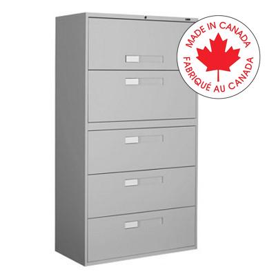 File Cabinet-Lateral 9300 Fixed, 5 Drawer, Grey - 9336-5F1H-GRY