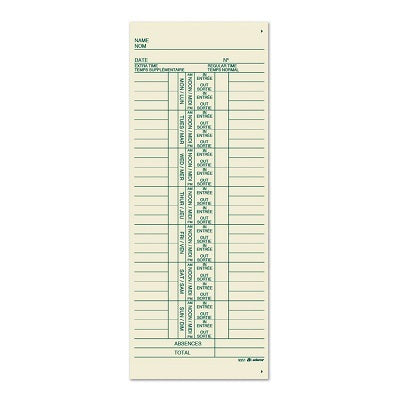Time Cards-Weekly Bilingual 100/Pk - 9351-100