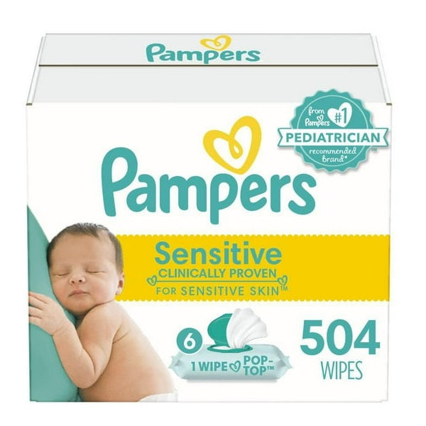 Baby Wipes-Pampers,Sensitive Unscented 6X, 504 Count-423038 - 94174