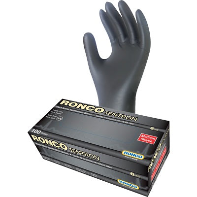 Gloves-Examination, Sentron 6 Nitrile, Black Medium 100/Box - 962M