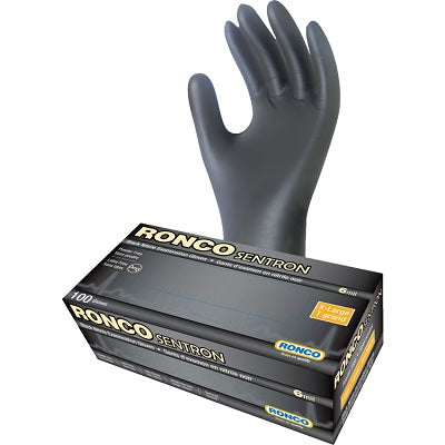 Gloves-Examination, Sentron 6 Nitrile, Black X-Large 100/Box - 962XL