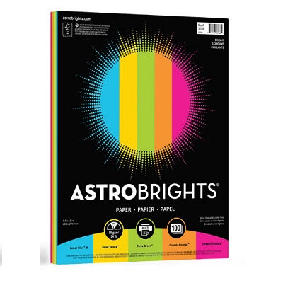 Paper-Astrobrights Brights Letter 24Lb 5 Colour Assorted - 98768