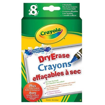 Crayons-Dry Erase 8 Assorted Colours - 98-8658