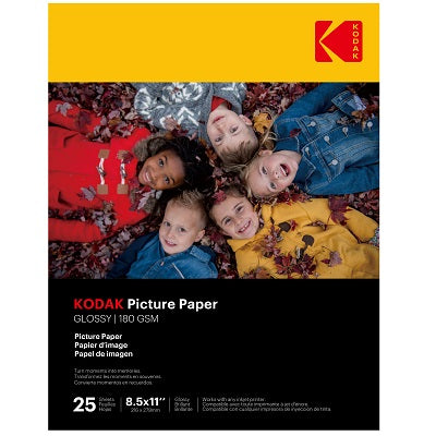 Paper-Kodak Glossy Photo Paper, 8.5X11, 6.5Mil 25/Pack - 9891-158