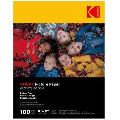 Paper-Kodak Glossy Photo Paper, 8.5X11, 6.5Mil 100/Pack - 9891-160