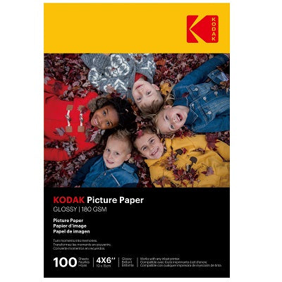 Paper-Kodak Glossy Photo Paper, 4X6, 6.5Mil 100/Pack - 9891-161