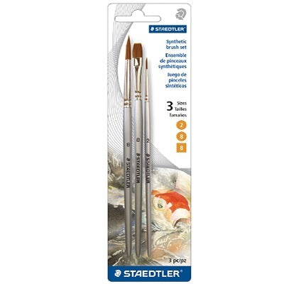 Paint Brush-Staedtler Synthetic, 3 Assorted/Set - 989-SBK3-3
